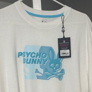 Psycho Bunny White T-Shirt with Light Blue Graphic